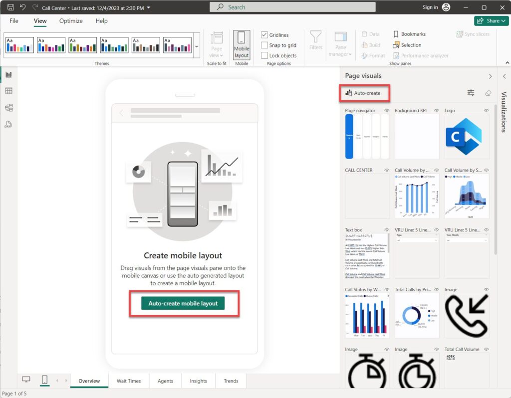 Mobile-optimized report layouts