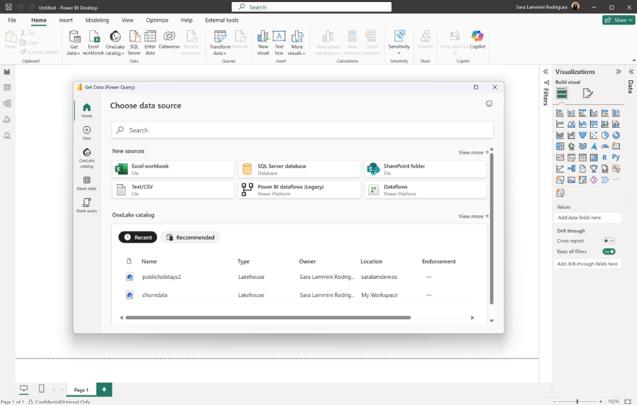 New Get Data experience in Power BI Desktop.